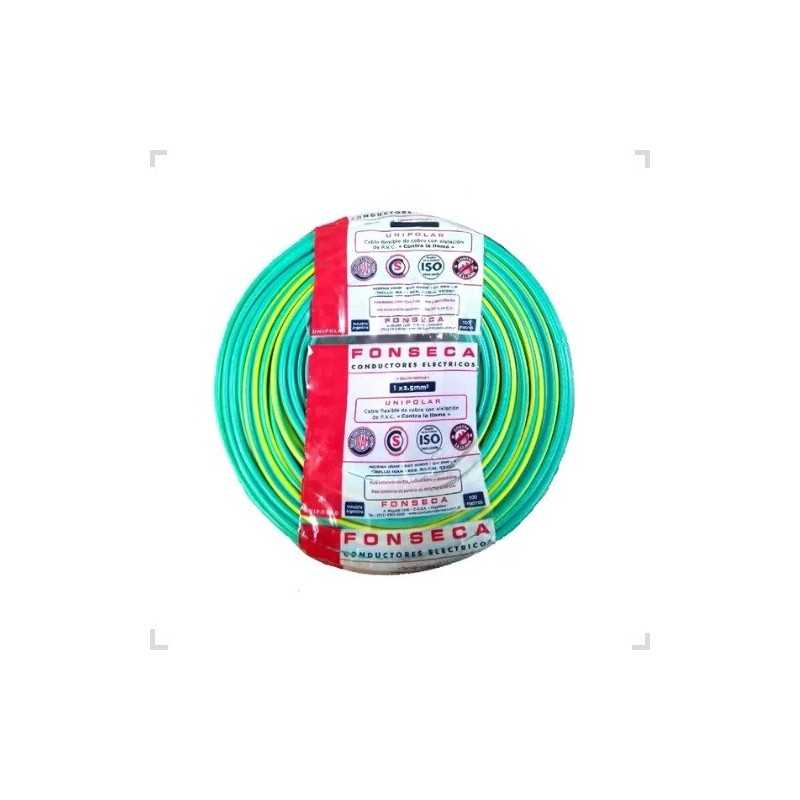 Cable Unipolar 4mm Verde/Amarillo x25mts FONSECA